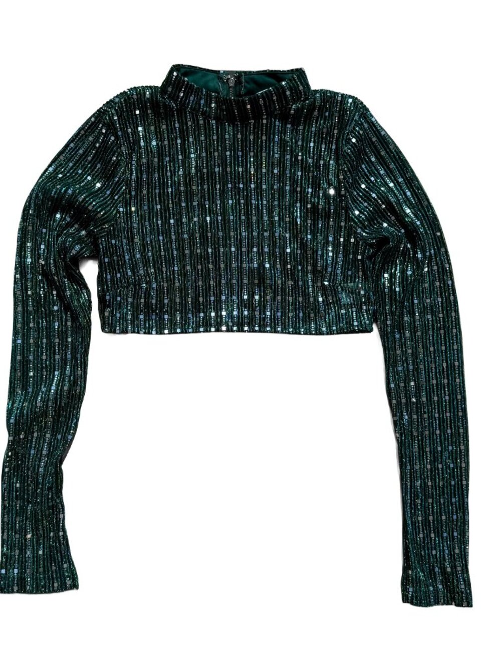 Superdown Emerald Sequin Crop Top S